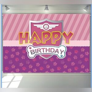 Happy Birthday Photography Party Background Banner 7x5 feet Paw Patrol